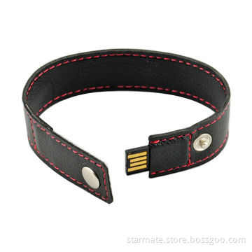 Leather Wristband USB Flash Drive with 32/64/128MB to 16GB Capacity, OEM and ODM Orders Welcomed
